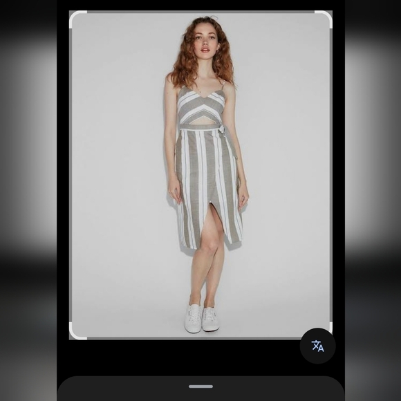 Express Gray and White Striped Midi Dress - Picture 2 of 10